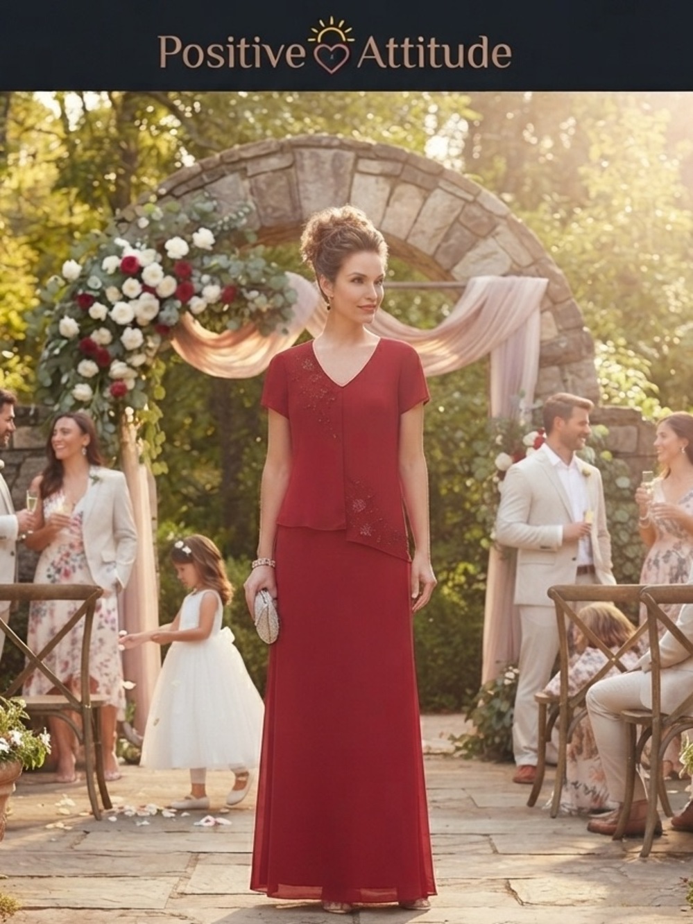 Positive Attitude Burgundy V-Neck Layered Maxi Dress